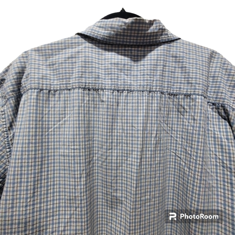 GAP XXL 100% Cotton Men's Short Sleeve Dress Shirt Plaid Blue Yellow Office - Picture 4 of 7